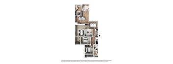 A floor plan of a house with a kitchen, living room, and bathroom.
