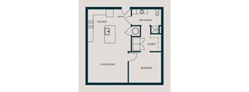 717-728 SF Greeley One Bed One Bath Florence Floor Plan at The Grant in Omaha, NE