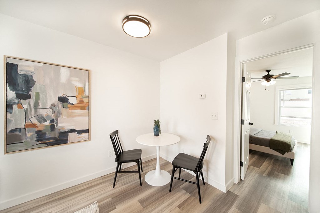 Remodeled apartment homes featuring premium appliances, custom cabinetry, lighting, and LTV flooring at Greenway Flats in Fayetteville, AR.