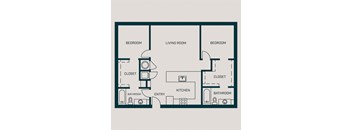 1,111 SF Two Bed Two Bath Hamilton Floor Plan at The Grant in Omaha, NE