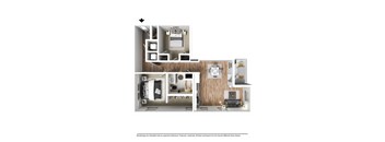 A floor plan of a house with a kitchen, living room, and bedrooms.
