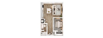 A modern bathroom with a wooden floor and white fixtures.