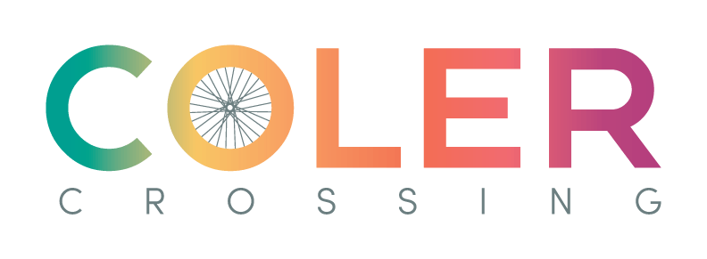 the logo for collegecrossing with the word college and a circle