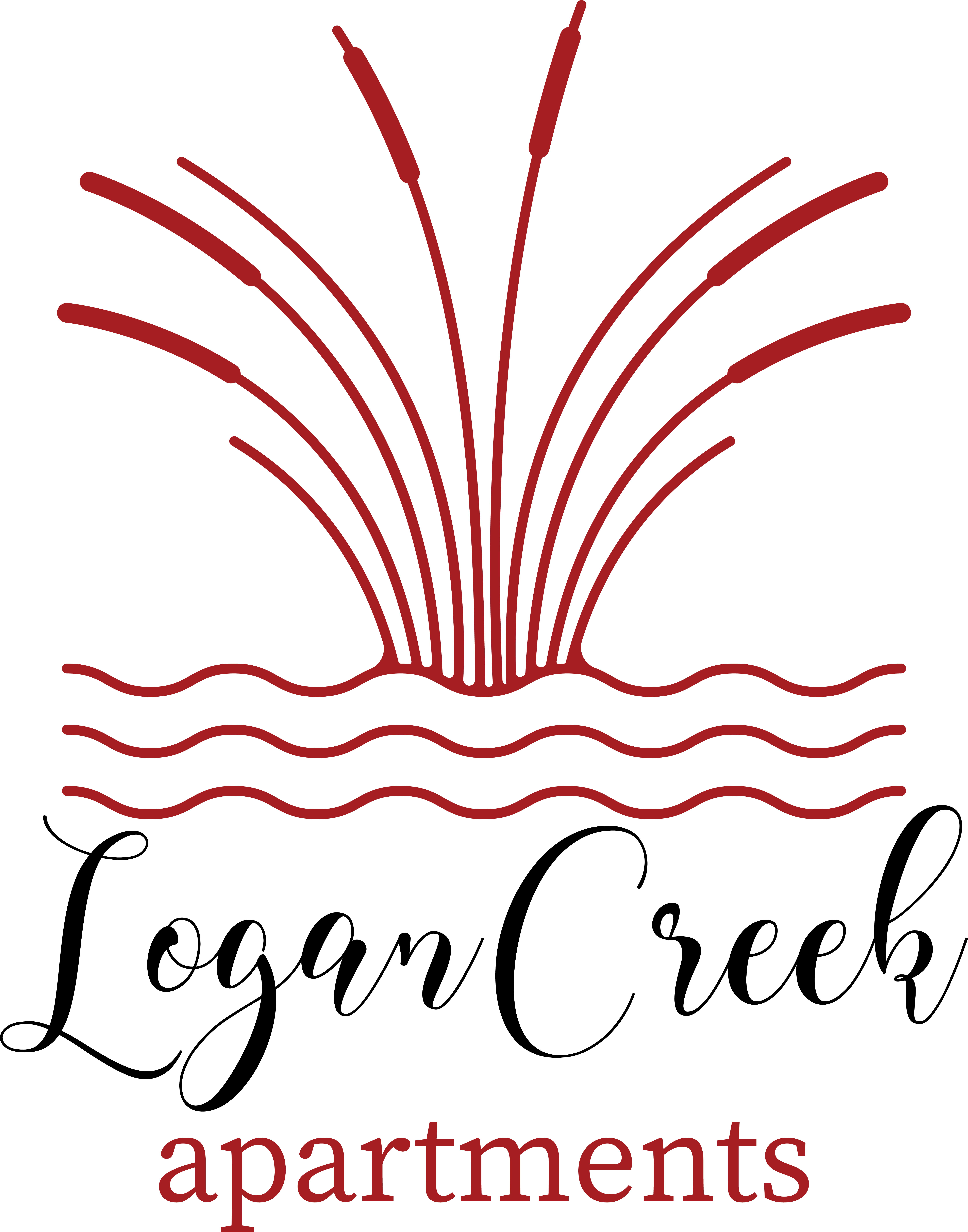The image is a logo for Logan Creek Apartments.