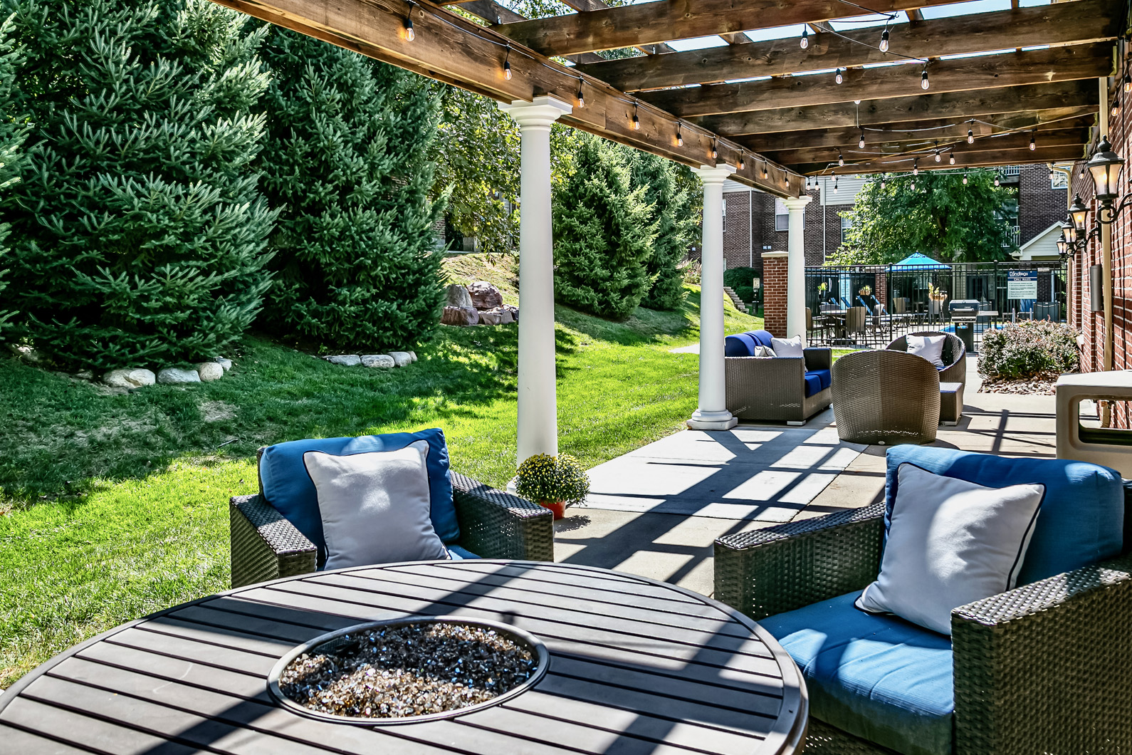 Shaded Courtyard Area at Landings Apartments, The, Nebraska