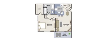 1 Bedroom, 1 Bathroom - 900 SF