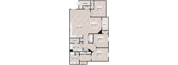 A floor plan of a house with a kitchen, living room, and multiple bedrooms.