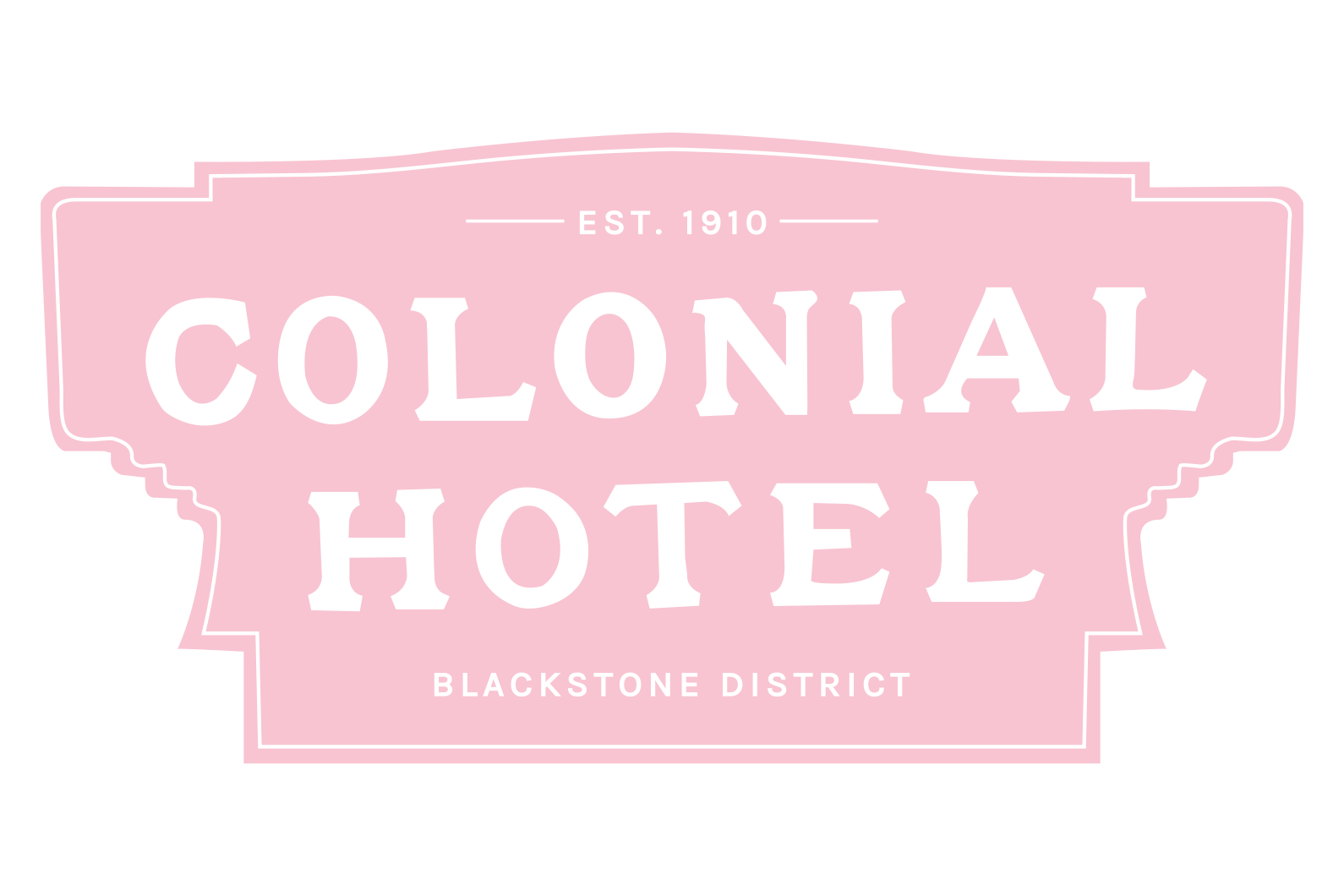 A logo for Colonial Hotel in Blackstone District.
