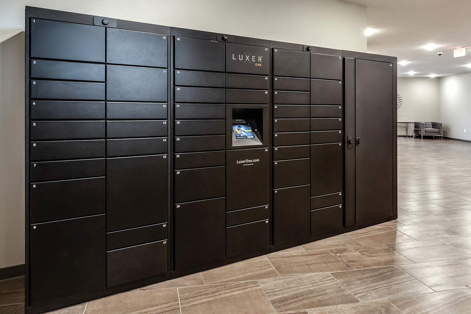 LuxerOne package receiving locker at The Apartments at Lux 96 in Papillion, NE