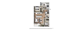 A floor plan of a house with a kitchen, living room, and bedrooms.