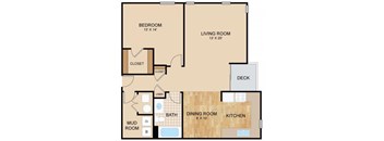 1 Bed 1 Bath Floor Plan at Briar Hills, Omaha, NE