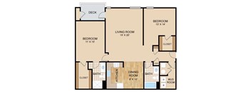 2 Bed 2 Bath Floor Plan at Briar Hills, Omaha, 68118