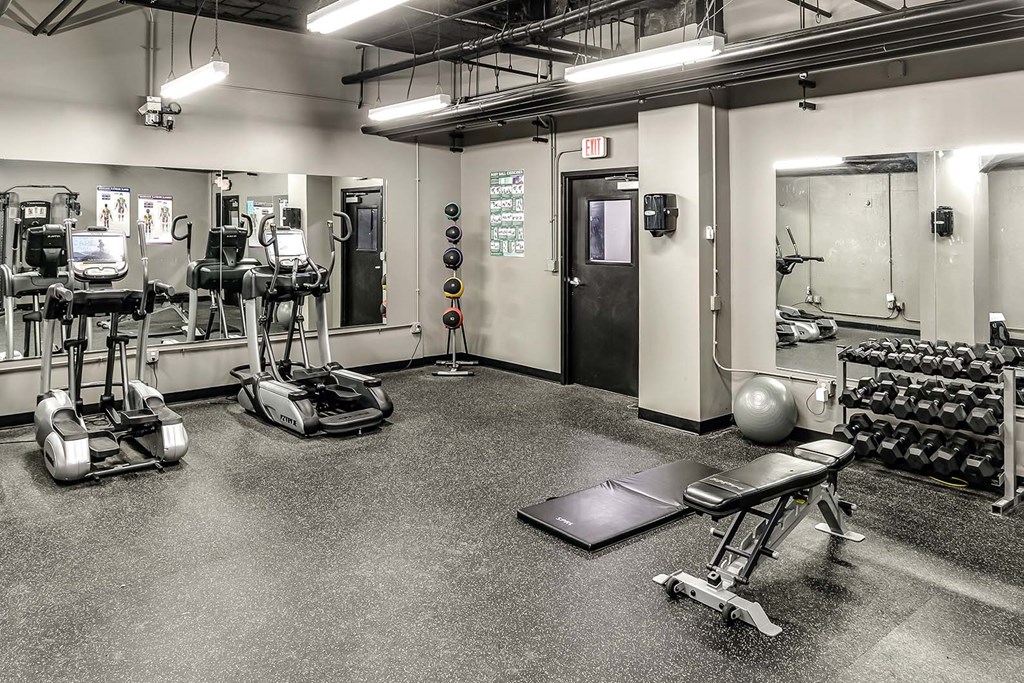 Fitness center at Orpheum Tower Apartments in Omaha, NE