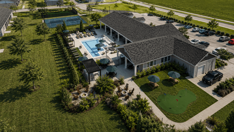 A large house with a pool in the backyard.