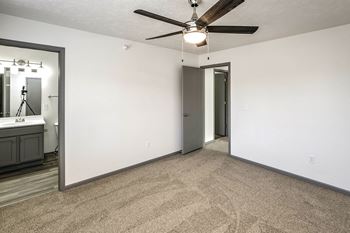 Newly renovated bedroom at Deer Park Apartments in Council Bluffs, IA