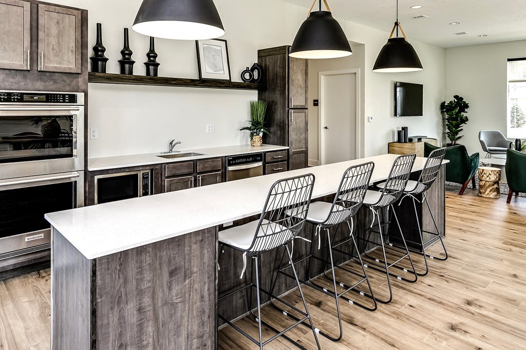 Large clubhouse kitchen at Hanover Flats in Bennington, NE