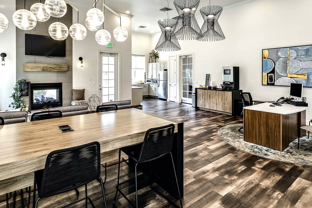 Clubhouse with dining area at Legacy Commons Apartments in Omaha, NE