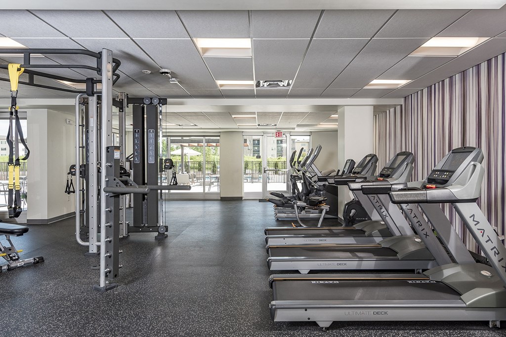 24-Hour Fitness Center with Fitness On-Demand at The Nexus at Gray's Landing in Downtown Des Moines, IA