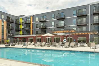 Resort-Style Pool at The Nexus at Gray's Landing in Downtown Des Moines, NE