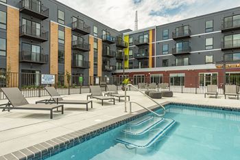 Resort-Style Pool at The Nexus at Gray's Landing in Downtown Des Moines, NE