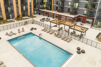 Resort-Style Pool at The Nexus at Gray's Landing in Downtown Des Moines, NE