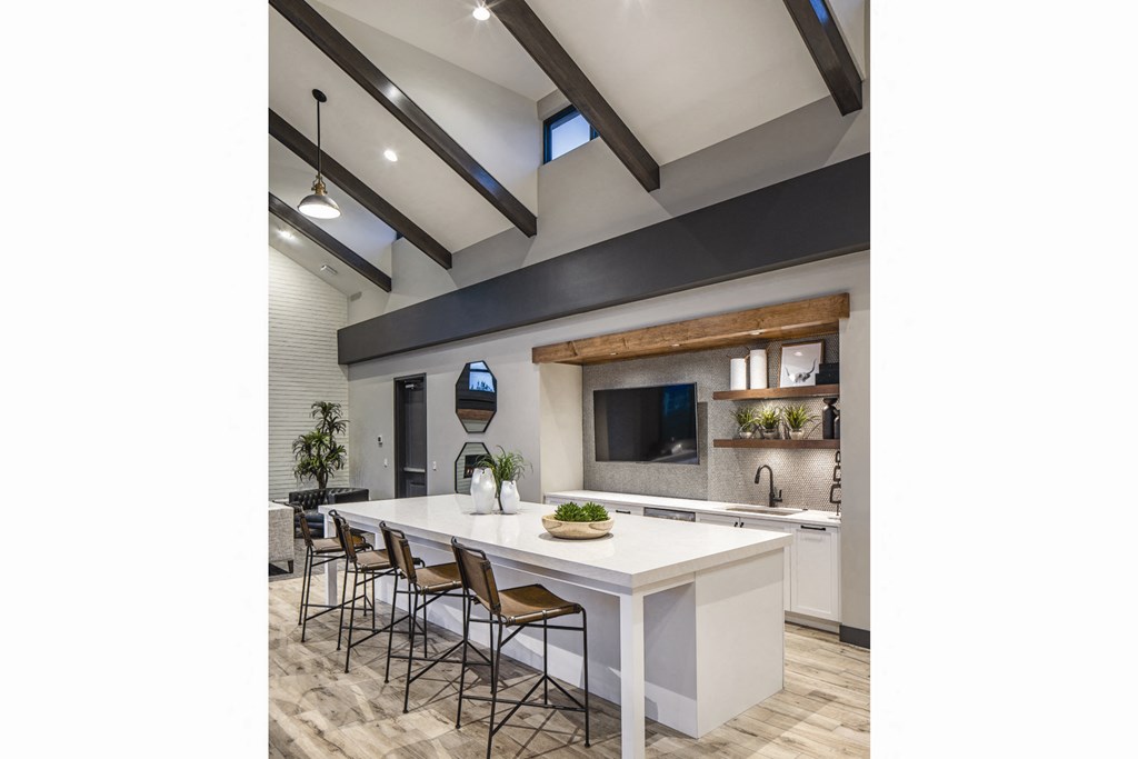 Community clubhouse interior Community clubhouse exterior at Park125 West Dodge in Omaha, NE