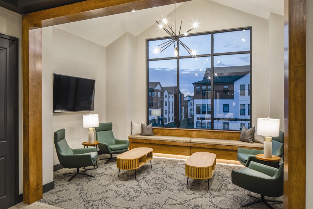 Community clubhouse interior Community clubhouse exterior at Park125 West Dodge in Omaha, NE