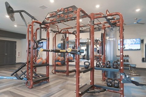 Fitness center Community clubhouse exterior at Park125 West Dodge in Omaha, NE