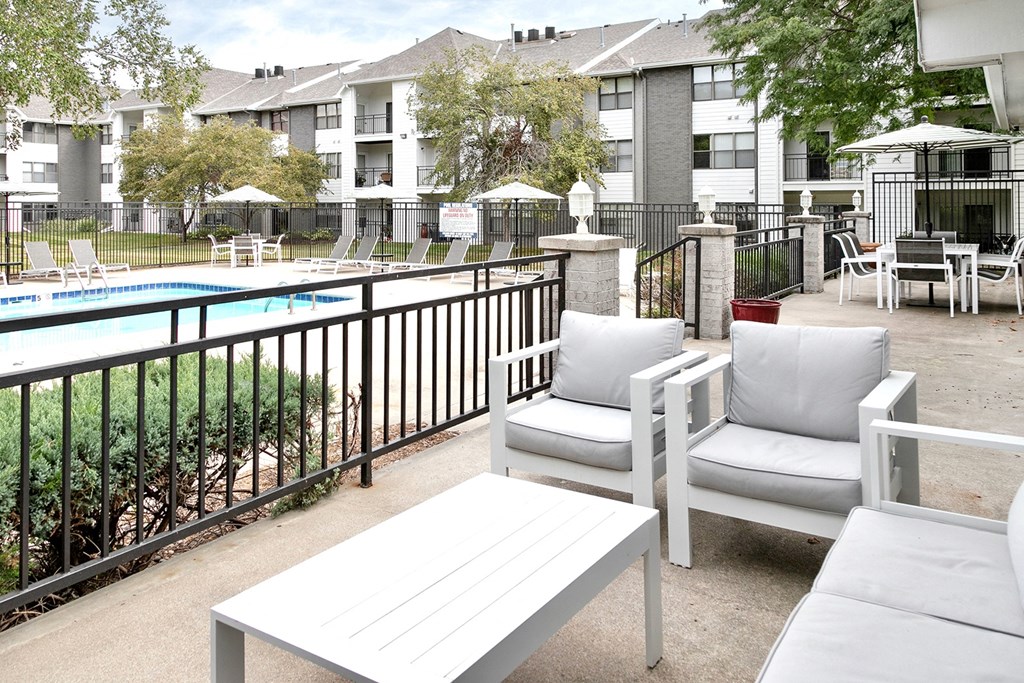 Pool with Cushioned Seating at Parkwood Terrace in Omaha, NE