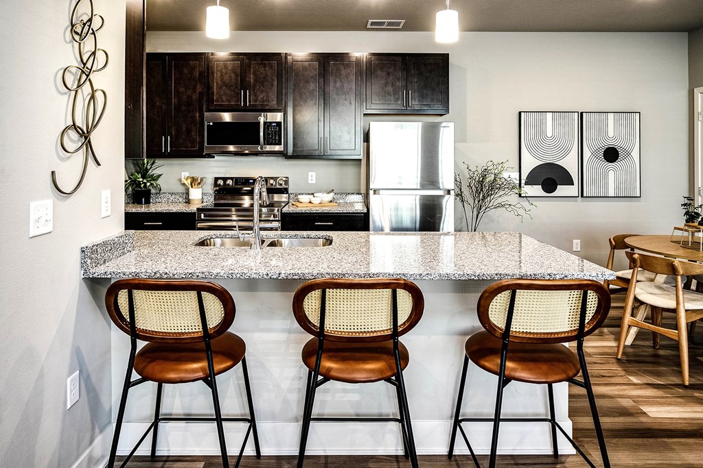 Kitchen Kitchen with stunning countertops at Sterling Prairie Trail North in Ankeny, IA