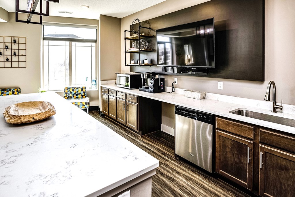 Clubhouse kitchen at Sterling at Prairie Trail in Ankeny, IA