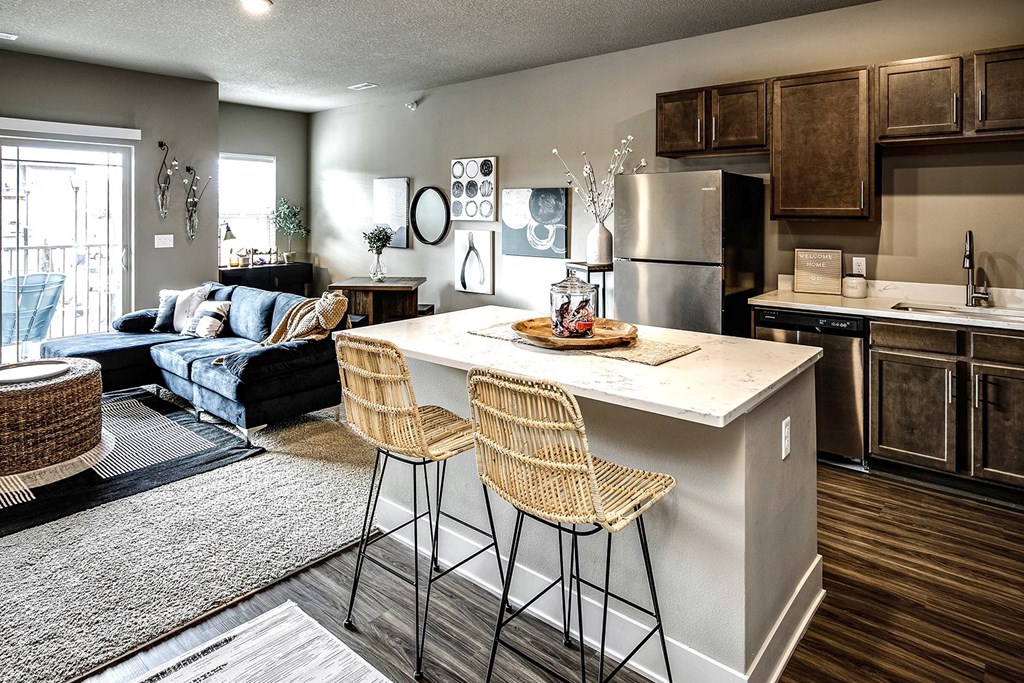 Modern Living Room at Sterling at Prairie Trail in Ankeny, IA