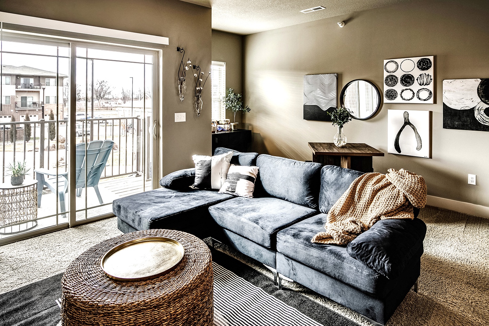 Modern living room at Sterling at Prairie Trail in Ankeny, IA