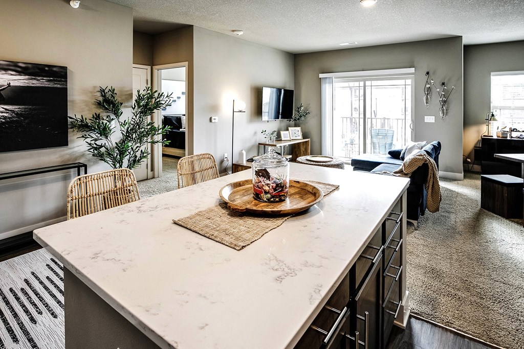 Kitchen island at Sterling at Prairie Trail in Ankeny, IA