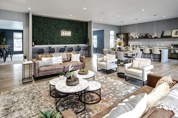Community room with large kitchen at The 8801 in Lincoln, NE
