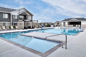 Heated Outdoor Pool with Outdoor Entertaining Area at The 8801 in Lincoln, NE