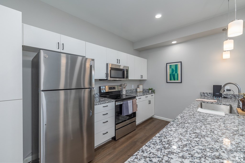 Kitchen with stainless steel appliances at The Boulevard in Joplin, MO