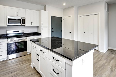 Spacious one and two-bedroom apartments featuring three interior schemes, granite countertops, stainless steel appliances, large kitchens, high-end lighting, vinyl plank flooring and much more at The Brink at Ridgeview in Plattsmouth, NE