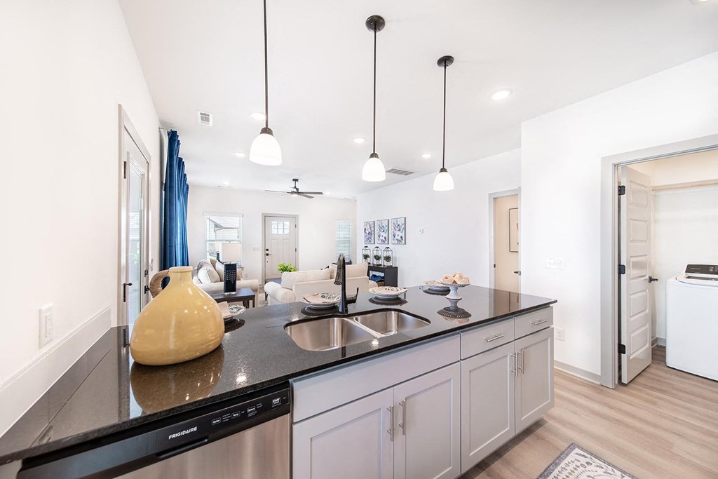 Kitchen with large countertop at The Grove in Rogers, AR
