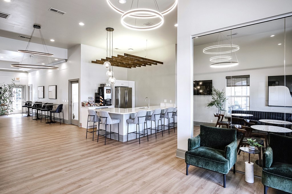 Modern Clubhouse with Community Ktichen at The Landings Apartments, Bellevue, NE