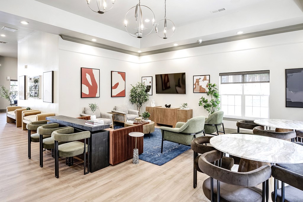 Modern Clubhouse with Lounge Area at The Landings Apartments, Bellevue, Nebraska
