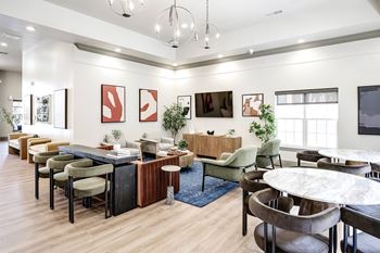 Clubhouse dining at The Landings Apartments, Bellevue