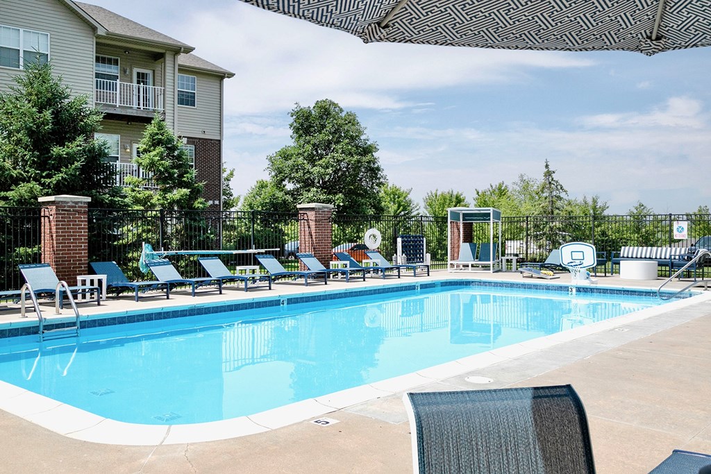 Pool view at The Landings Apartments, Nebraska, 68123