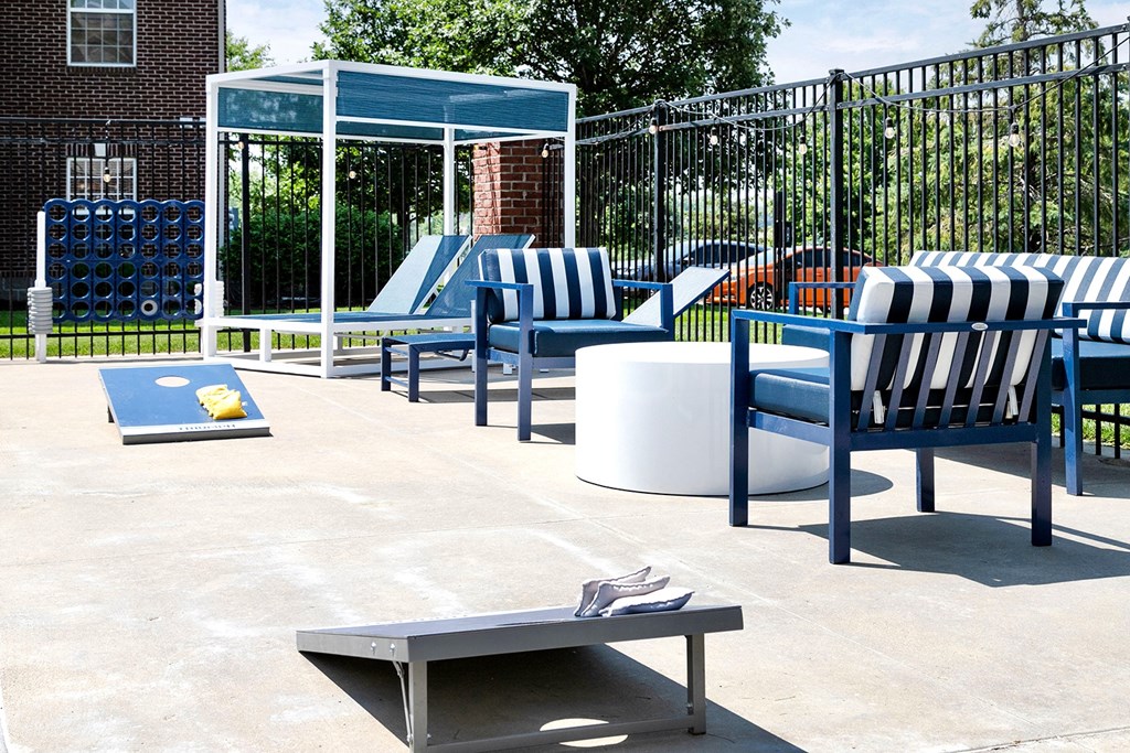 Pool with Cornhole at The Landings Apartments, Nebraska