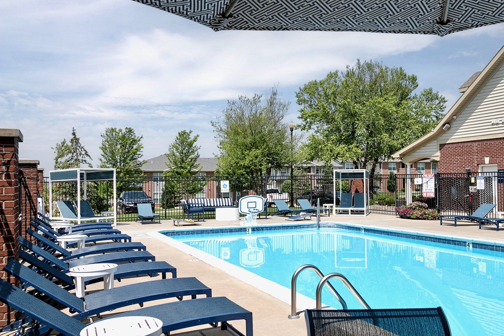 Pool patio at The Landings Apartments, Bellevue