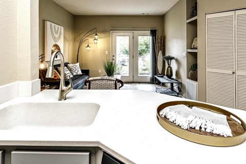 Kitchen Bar Area at The Vue Apartments, Nebraska, 68123