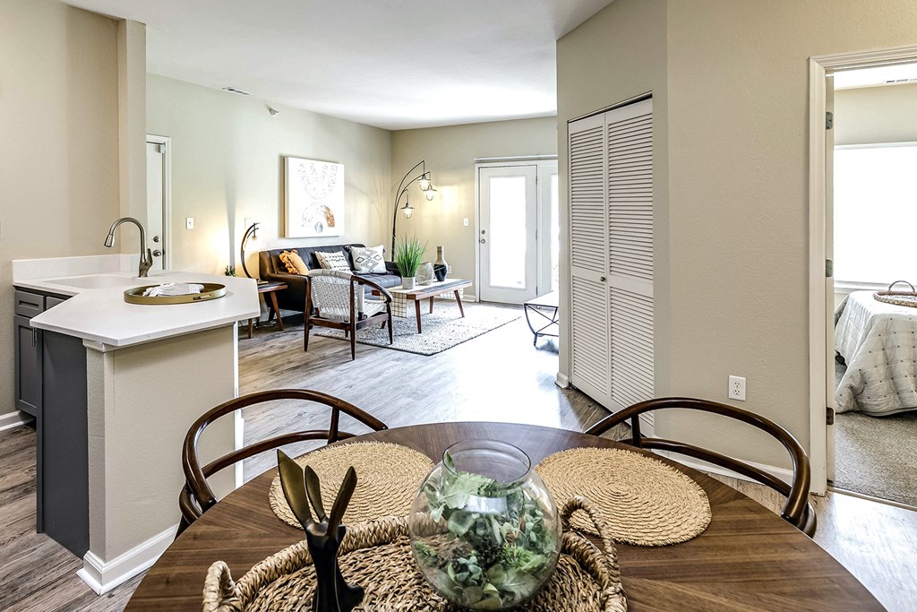 Beautiful Living Room with Natural Lighting at The Vue in Bellevue, NE
