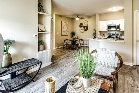 Living Room with Natural Lighting at The Vue Apartments, Nebraska