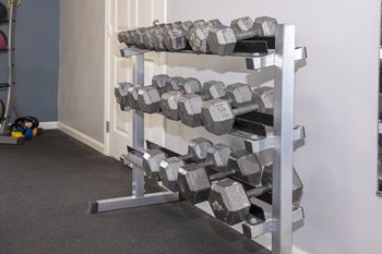 Fitness center at Thomasbrook Apartments in Lincoln, NE