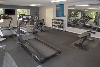 Fitness center at Thomasbrook Apartments in Lincoln, NE